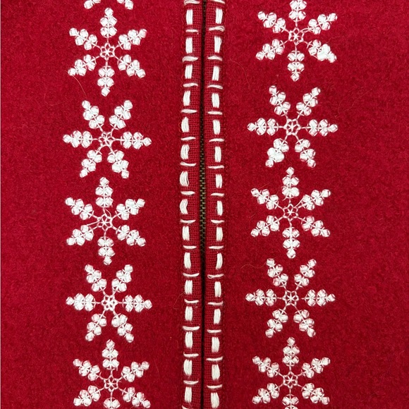 Alps Red Snowflake Women's Wool Cardigan - Picture 3 of 4